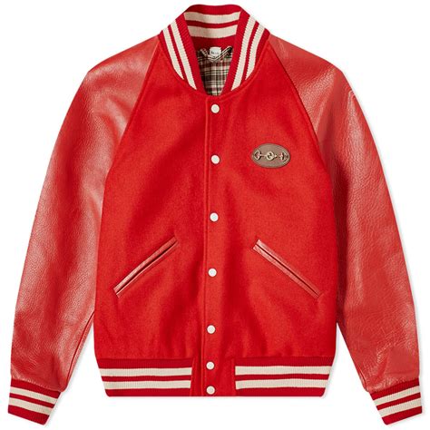 Gucci Red Horsebit Varsity Jacket 